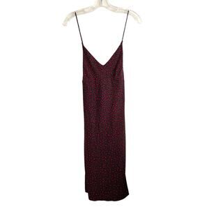 Banana Republic Slip Midi Dress Size Medium Petite Leopard Brown‎ Pink Tie Back